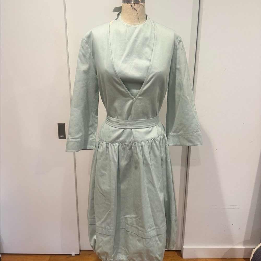 Women's Sage Green Tiered Drawstring Dress - Picture 3 of 10